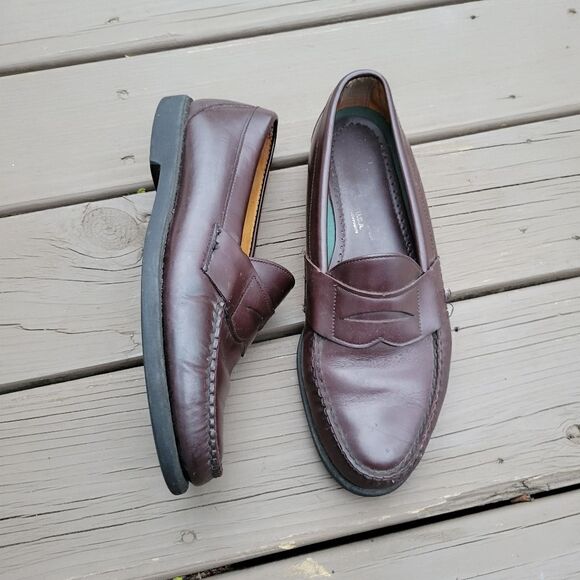 Vintage 90s y2k Brown Leather Moc Toe Moccasin Slip-on Driving Penny Loafers 9 - Picture 1 of 8